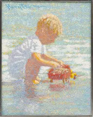 Henry Benson, Child on the Beach, "Ocean Fun", 2005, Mixed Media, Oil on Canvas