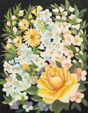 Regina Engelhardt, Rose and Mixed Flowers, Gouache on Paper