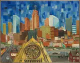 L. G. Warren, Detroit Skyline, 1970, Oil on Canvas