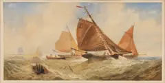 John Francis Salmon, Cutters Off the English Coast, Watercolor on Paper, Ca. 1870s