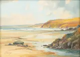 George Trevor, Perranporth Beach, Cornwall, England, circa 1920, Watercolor