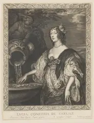 Pierre Lombart, Lucy Hay, Countess of Carlisle, After Anthony Van Dyck Engraving on Paper