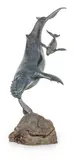 Octavio Gonzalez Gutierrez, La Ballena Y Su CrÃ­a, Bronze Sculpture 20th Cent.