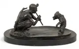 Charles Marion Russell, Native American with Dancing Bear, Bronze Sculpture
