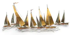 Curtis JerÃ©, Brass Sailing Regatta Wall, 1971, Sculpture