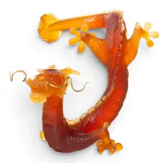Daum, Dragon, Pâte De Verre Amber Crystal Sculpture
