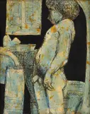 William Ross Abrams, Standing Male Nude, 1988, Watercolor and Ink on Paper