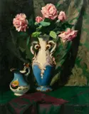 Árpád Romek, Untitled, 1950, Oil on Canvas Still Life of Roses