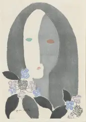 Kiyoshi Saitō, Flower and a Girl 13, 1971, Woodblock Print