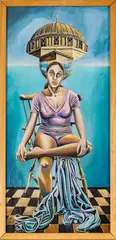 Mark Jacobson, Surrealist Portrait of a Woman, circa 1972, Acrylic on Masonite