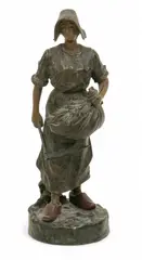 Jean Garnier, Wheat Harvest, circa 1900, Bronze Sculpture