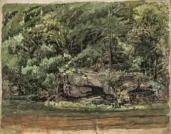 Louis Schultze, Forest Landscape, Watercolor on Paper