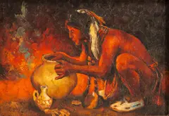 E. Irving Couse, Making Pottery, Oil on Canvas