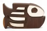 Alfredo Zalce, Silver Accent Carved Wood Fish, Sculpture