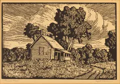 Signe E. Larson, Pioneer HOme, Woodblock on Wove Paper