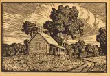 Signe E. Larson, Pioneer HOme, Woodblock on Wove Paper