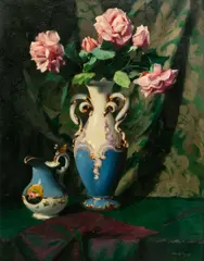 Árpád Romek, Untitled, 1950, Oil on Canvas Still Life of Roses