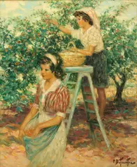 Pierre Eugene Duteurtre, La Cueillette (The Harvest), Oil on Canvas