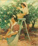 Pierre Eugene Duteurtre, La Cueillette (The Harvest), Oil on Canvas