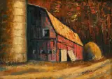 Betty Dehart, Autumn in the Country, Amherst Barn, 1970, Oil on Canvas