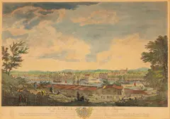 Joseph Vernet, Vue De La Ville Et Du Port De Bayonne, circa 1764, Hand Colored Engraving on Paper