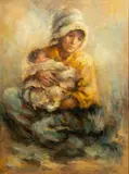 Lisette De Winne, Mother And Child, Oil on Canvas, Ca. Later