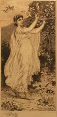Joseph Lauber, Playing Flutes in a Spring Garden, 1887, Remarqued Print on Wove Paper