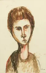 Carol Wald, Portrait of a Boy, Charcoal Drawing on Wove Paper