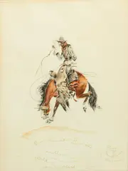 George Bourke, A Quiet Smoke in the Wild West, circa 1899, Watercolor on Paper