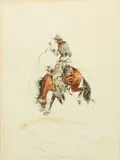 George Bourke, A Quiet Smoke in the Wild West, circa 1899, Watercolor on Paper