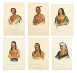 John T. Bowen, Chippewa Chiefs, Winnebago Chief, Pocahontas, Hand Colored Lithographs on Paper, Ca.