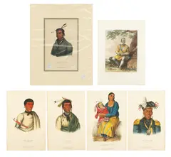 John T. Bowen, Chippeway Widow, Chippewa Chiefs, a Pottawatimie, Hand Colored Lithographs on Paper, Ca.