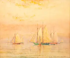 George F. Schultz, Sailboats on Lake Michigan, 1900-1910, Watercolor on Paper