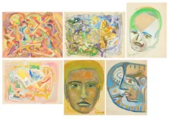 Untitled by Jack Faxon, Gouache & Mixed Media, Six Works, offered Sep 2025