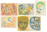 Jack Faxon, Untitled, Gouache & Mixed Media, Six Works
