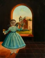 Agapito Labios, Young Girl in Blue, Oil on Canvas