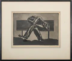 Park Bench by Alexi R. Stavenitz, circa 1930, Etching on Wove Paper, offered May 2025