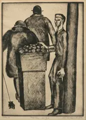 Street Scene - New York by Alexi R. Stavenitz, 1932, Etching, sold May 2025