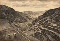 Seth Hoffman, Terrace Farming, Charcoal Drawing on Paper