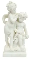 Hippolyte Moreau, Le Tendresse (Tenderness), Carved Carrara Marble Sculpture