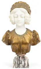 Affortunato Gory, Gilt Bronze And Carved, circa 1900, Marble Sculpture