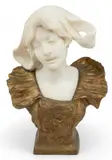 Suzanne Bizard, Art Nouveau Bronze And Carved, circa 1900, Marble Sculpture