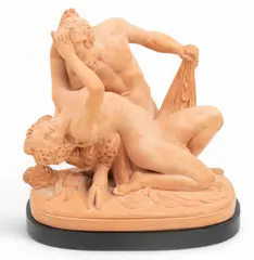 James Pradier, Satyr And Bacchante, Terracotta Sculpture