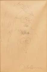 John Lennon, Portrait of John & Yoko, 1969, Pen And Ink on Tan Paper