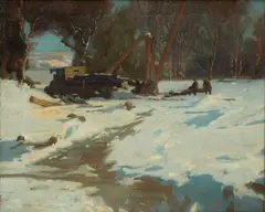 Edwin Harold Glasbey, Winter Logging Scene, Oil on Canvas