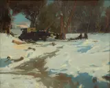 Edwin Harold Glasbey, Winter Logging Scene, Oil on Canvas
