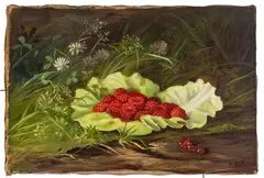 Eleanor Ecob Morse, Still Life of Raspberries, 1891, Oil on Canvas