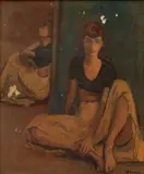 Moses Soyer, Danger At Rest, Offset Lithograph on Paper