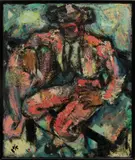 Marius L. Bosc, Untitled, Oil on Masonite, "Untitled (Seated Figure)"