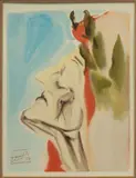 Untitled by Salvador Dalí, Woodcut on Paper, Ca. 1960s, "Doubting Dante", sold Jan 2025